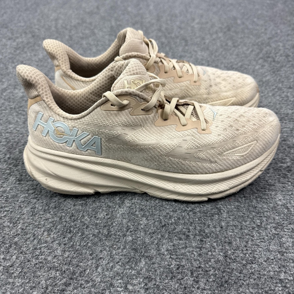Hoka One One Clifton 9 Shoes Womens Size 11 Beige Running Sneakers 1127896 SSEG